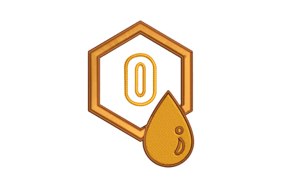 Honey Hive Number 0 Embroidery Design