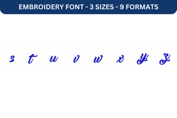 Midnight Bangkok Font Lower S to Z: A Versatile Embroidery Font for Creative Projects